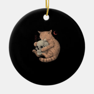 Till Death Do Us Party Cat Skull Classic Ceramic Ornament