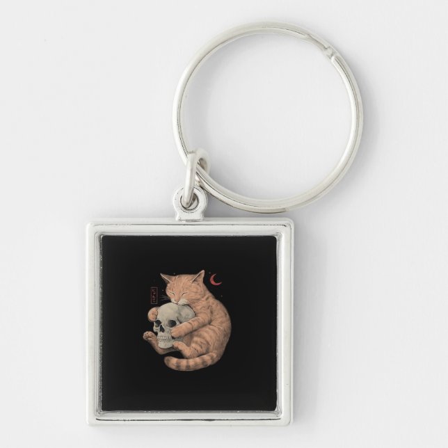 Till Death Do Us Party Cat Skull Classic Keychain (Front)