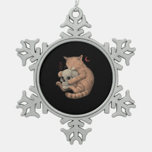 Till Death Do Us Party Cat Skull Classic Snowflake Pewter Christmas Ornament