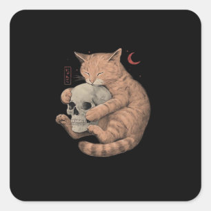 Till Death Do Us Party Cat Skull Classic Square Sticker