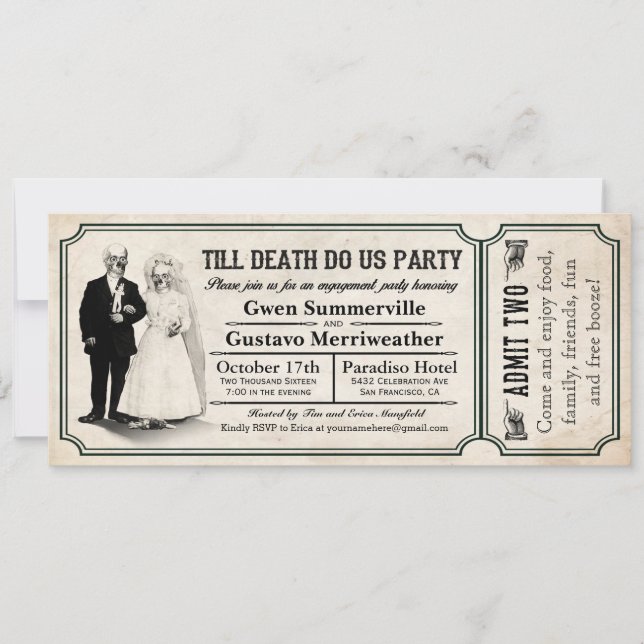 Till Death Do Us Party Engagement Party Tickets Invitation (Front)
