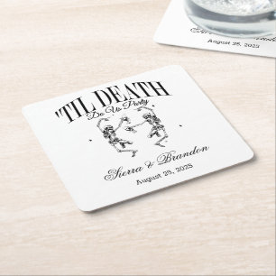 Till Death Do Us Party Personalized Wedding Napkin Square Paper Coaster