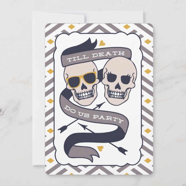 Till Death Do Us Party - Silver Blue Wedding Invitation (Front)