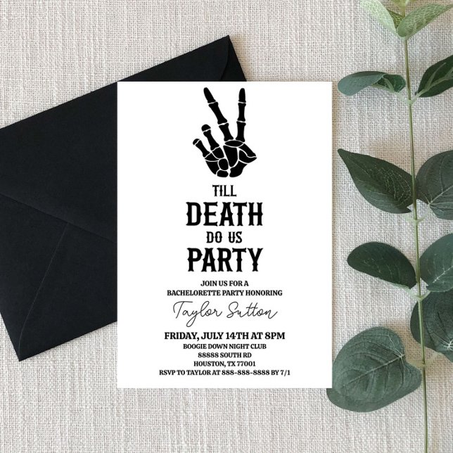 Till Death Do Us Party Skeleton Bachelorette Party Invitation (Creator Uploaded)