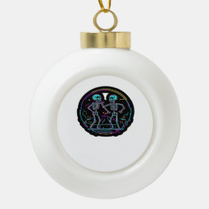 Till Death Do Us Party Skeleton Dance Classic Look Ceramic Ball Christmas Ornament
