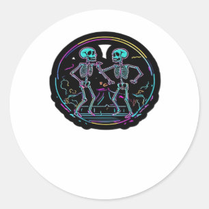 Till Death Do Us Party Skeleton Dance Classic Look Classic Round Sticker