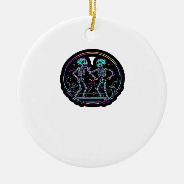 Till Death Do Us Party Skeleton Dance Party Classi Ceramic Ornament (Front)