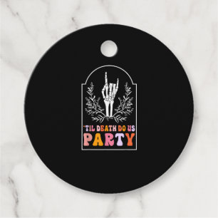 Till Death Do Us Party Skeleton Retro Groovy Bache Favour Tags