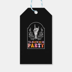 Till Death Do Us Party Skeleton Retro Groovy Bache Gift Tags