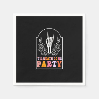 Till Death Do Us Party Skeleton Retro Groovy Bache Napkin