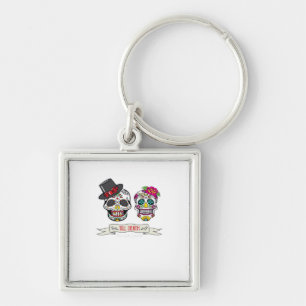 Till Death Do Us Skull Wedding Bride And Groom Pri Keychain