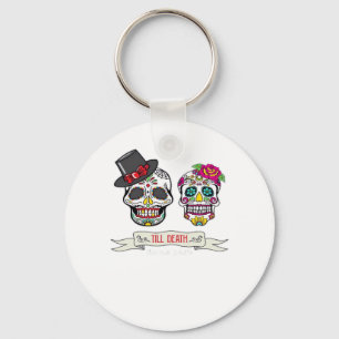 Till Death Do Us Skull Wedding Bride And Groom Pri Keychain