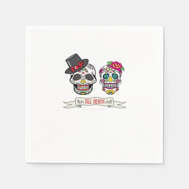 Till Death Do Us Skull Wedding Bride And Groom Pri Napkin (Front)