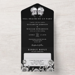 Till Death Floral Skulls Gothic Wedding All In One Invitation