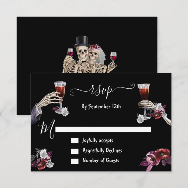 Till Death Goth Skeleton response cards RSVP (Front/Back)