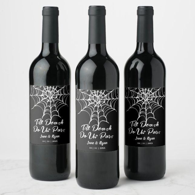 Till Death | Gothic Black HalloWedding Wine Label (Bottles)
