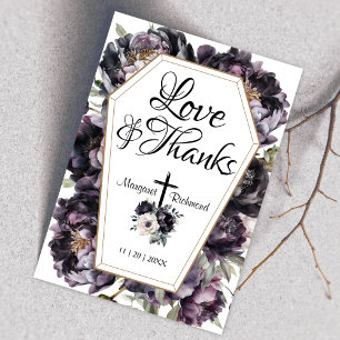 Till Death   Gothic Black Peonies Coffin Thank You Card