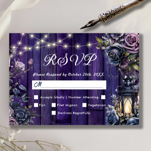 Till Death   Gothic Dark Purple Floral RSVP Card