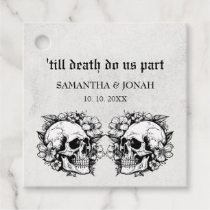 Till death Gothic Floral Skulls Wedding  Favour Tags