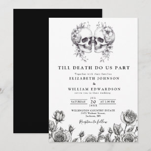 Till Death Gothic Floral Skulls Wedding Invitation