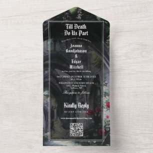 Till Death Gothic Ruins QR Code Wedding All In One Invitation