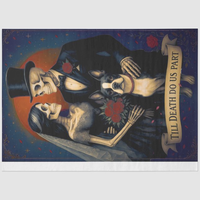 Till Death – Gothic Skeleton Wedding Decoupage  Tissue Paper (Front)