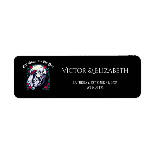 Till Death Gothic Skeleton Wedding Return Address (Front)