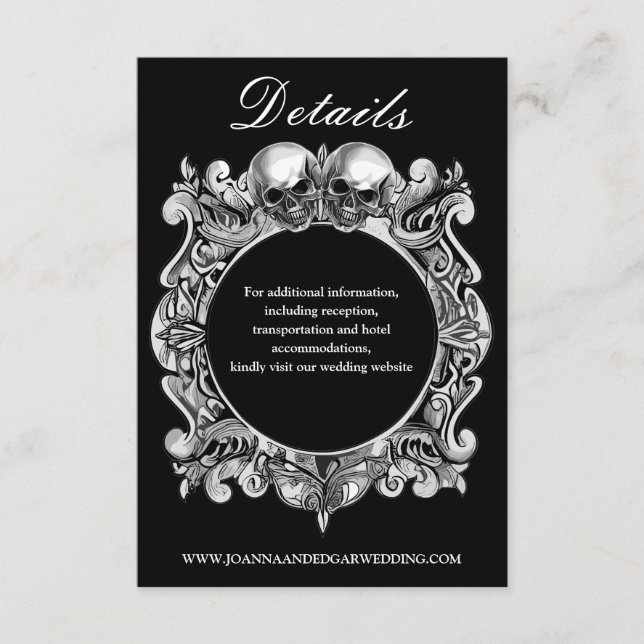 Till Death Gothic Skulls Monogram Wedding Enclosure Card (Front)