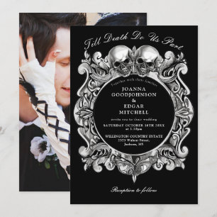 Till Death Gothic Skulls Photo Wedding Invitation