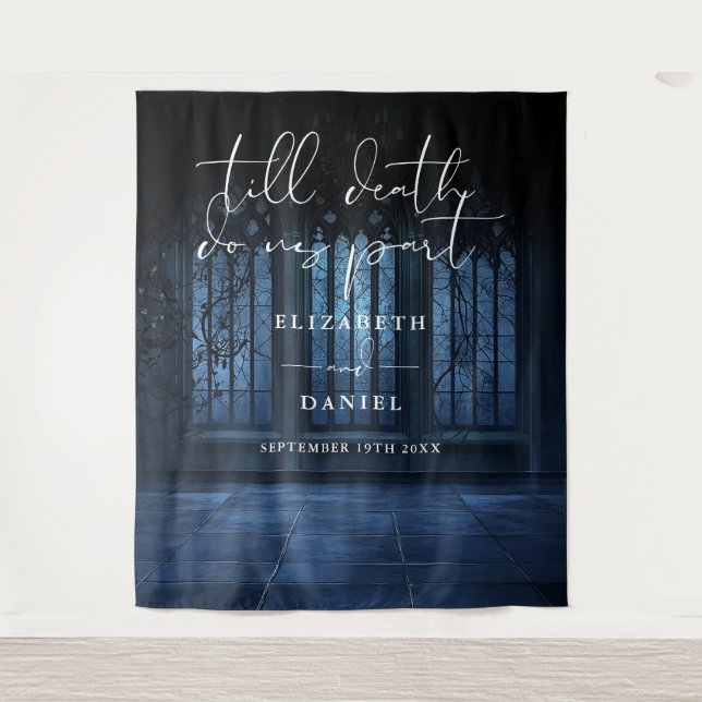 Till Death Gothic Wedding Photo Backdrop Tapestry (Front)