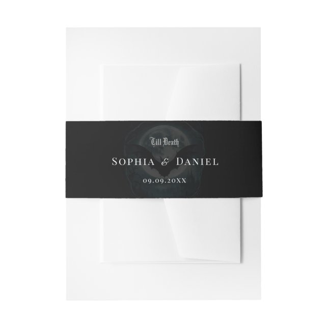 Till Death Monogram Wedding Invitation Belly Band (Front Example)