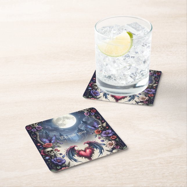Till Death & Moonlight Bind Us.  Square Paper Coaster (Insitu)