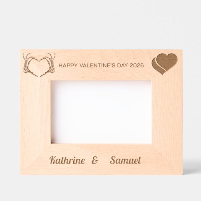 Till Death Skeleton Hands Heart Valentine's Day Etched Frames (Front)