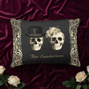 Till Death Skull Couple Gothic Halloween  Accent Pillow