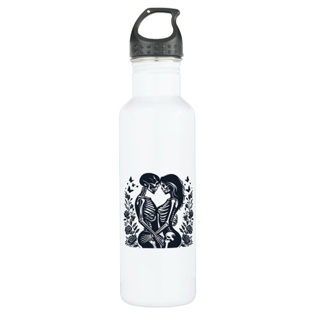 Till Death We – Skeleton Couple Gothic Design Clas 710 Ml Water Bottle (Front)