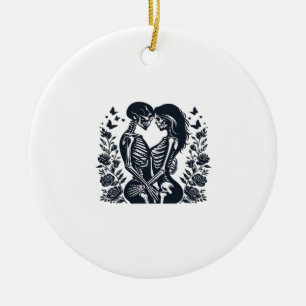 Till Death We – Skeleton Couple Gothic Design Clas Ceramic Ornament