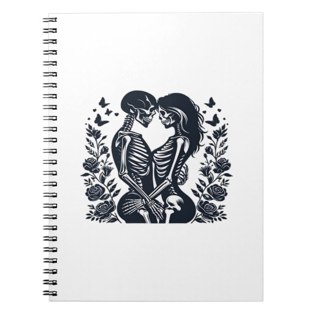 Till Death We – Skeleton Couple Gothic Design Clas Notebook (Front)