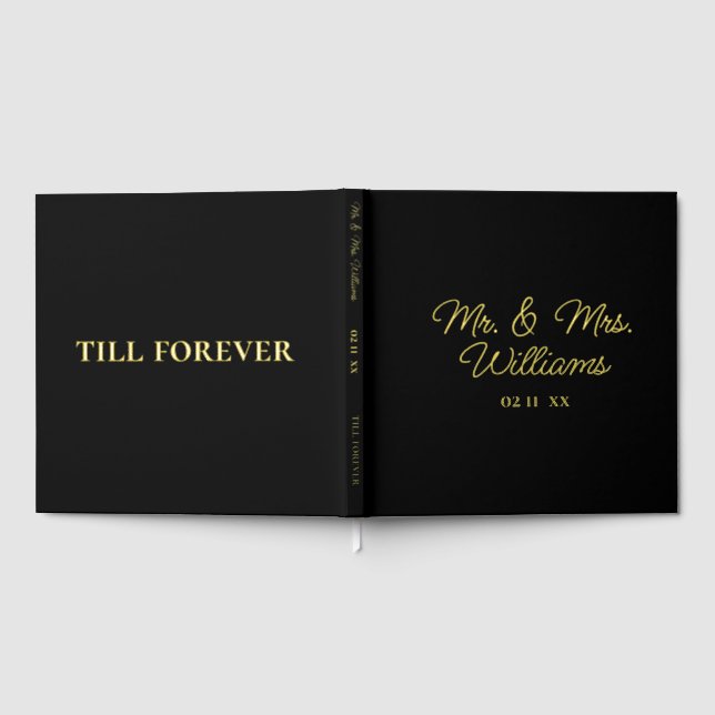 Till Forever Mr Mrs | Luxe Gold Black Wedding Guest Book (Full)