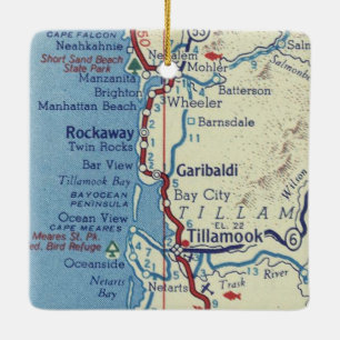 Tillamook OR Vintage Map Ceramic Ornament