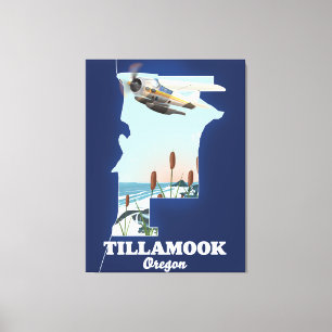 Tillamook Oregon Travel map Canvas Print