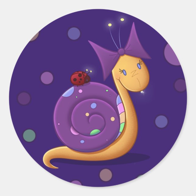 Tilly the Snail with Polkadots Classic Round Sticker (Front)