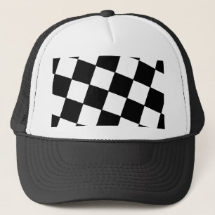 Tilted Chequerboard Pattern Checkers Black White Trucker Hat