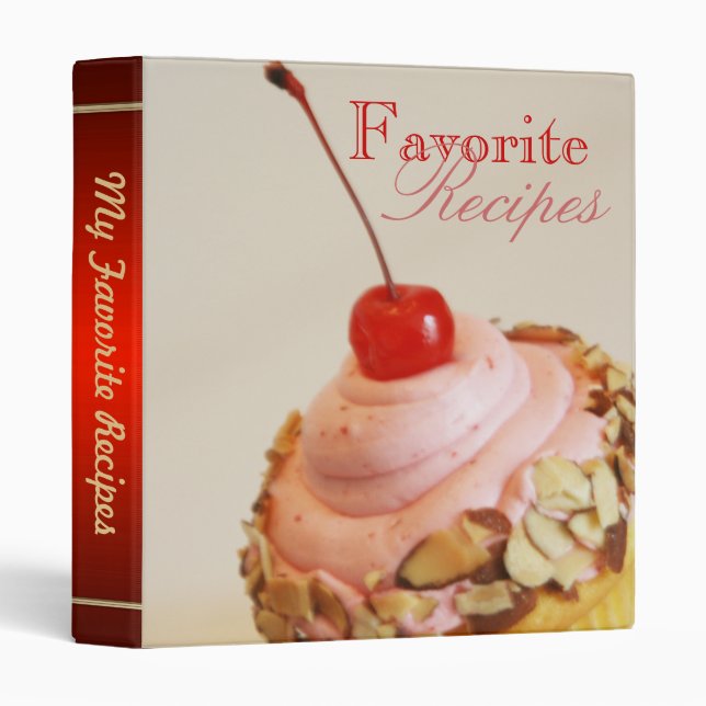 Tilted Cherry Cupcake Sweet Desert Recipe Binder (Front/Spine)