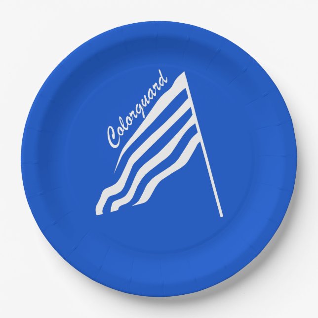 Tilted Colorguard Flag Paper Plate (Front)