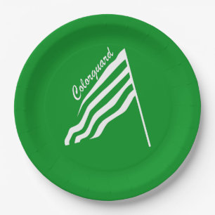 Tilted Colorguard Flag Paper Plate
