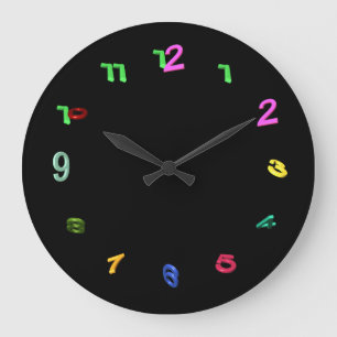 Tilted Colourful Numbers Large Clock