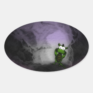 Tilted Dragon Oval Sticker