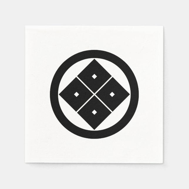 Tilted four-square-eyes in a circle napkin (Front)