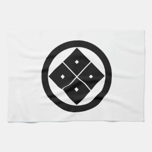 Tilted four-square-eyes in circle kitchen towel