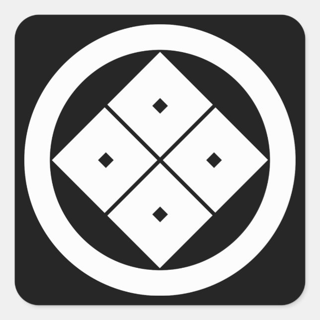 Tilted four-square-eyes in circle square sticker (Front)